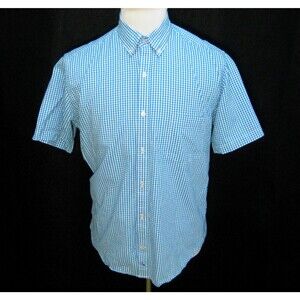 TAILORBYRD Men's (Size Large) Blue Check Short Sleeve Button Front Shirt Cotton